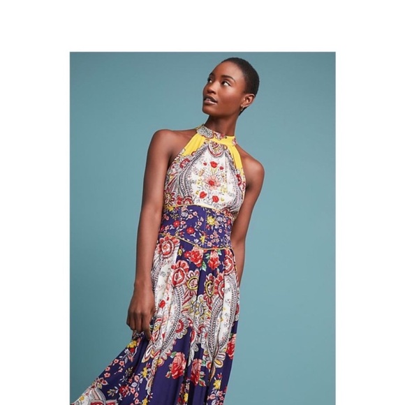 Anthropologie Maeve Myriam halter floral maxi dress size 4 - Picture 10 of 10